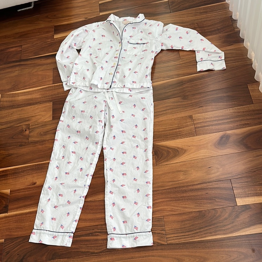 LOVE BY GAP WHITE COTTON POPLIN FLAG PRINT PAJAMA SET SIZE XSMALL